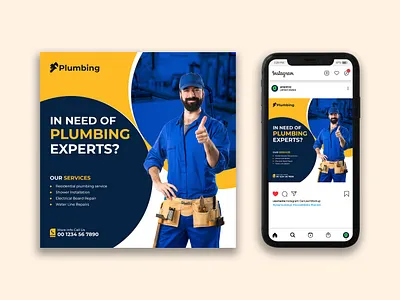 Plumbing Services Social Media Post Design ad banner ads banner design branding design facebook ads facebook banner facebook post google ad banner graphic design instagram post linkedin post logo photoshop plumber plumberservice plumbing social media social media kit social media post