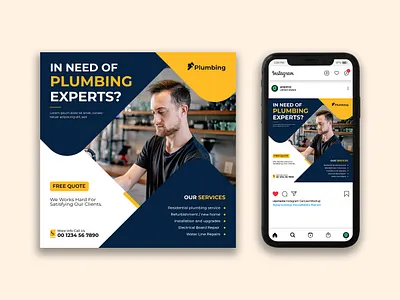 Plumbing Services Social Media Post Design ad banner ads banner design branding design facebook ads facebook banner facebook post google ad banner graphic design instagram post linkedin post logo photoshop plumber plumberservice plumbing social media social media kit social media post