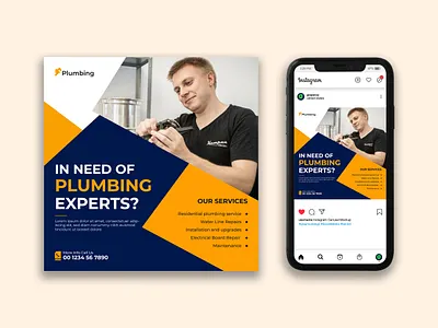 Plumbing Services Social Media Post Design ad banner ads banner design branding design facebook ads facebook banner facebook post google ad banner graphic design instagram post linkedin post logo photoshop plumber plumberservice plumbing social media social media kit social media post