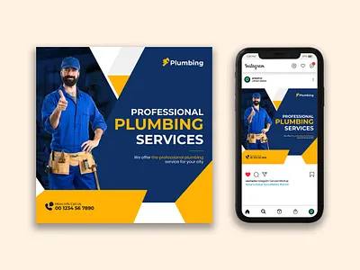 Plumbing Services Social Media Post Design ad banner ads banner design branding design facebook ads facebook banner facebook post google ad banner graphic design instagram post linkedin post logo photoshop plumber plumberservice plumbing social media social media kit social media post