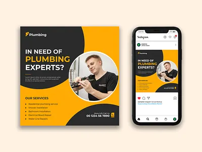 Plumbing Services Social Media Post Design ad banner ads banner design branding design facebook ads facebook banner facebook post google ad banner graphic design instagram post linkedin post logo photoshop plumber plumberservice plumbing social media social media kit social media post