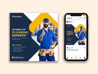 Plumbing Services Social Media Post Design ad banner ads banner design branding design facebook ads facebook banner facebook post google ad banner graphic design instagram post linkedin post logo photoshop plumber plumberservice plumbing social media social media kit social media post