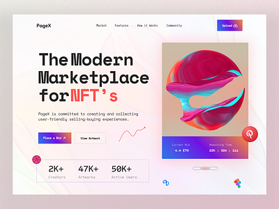 NFT's Marketplace Website Header branding design illustration landing page logo marketplace nft nft website pagex ui ux web design website