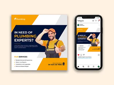Plumbing Services Social Media Post Design ad banner ads banner design branding design facebook ads facebook banner facebook post google ad banner graphic design instagram post linkedin post logo photoshop plumber plumberservice plumbing social media social media kit social media post