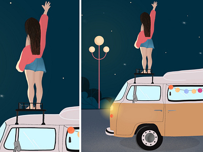 Night Out girl happy illustration nightout