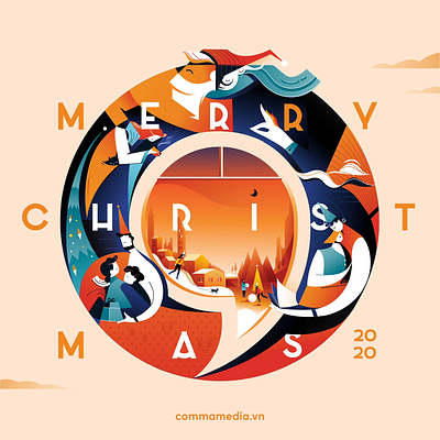Merry Christmas Illustration flat design illustration merry christmas motion graphics