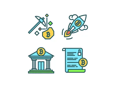 Crypto Icons bank bitcoin crypto cryptocurrency decentralization defi exchange growth icon icon design icon set pickaxe rocket smart contract startup vector