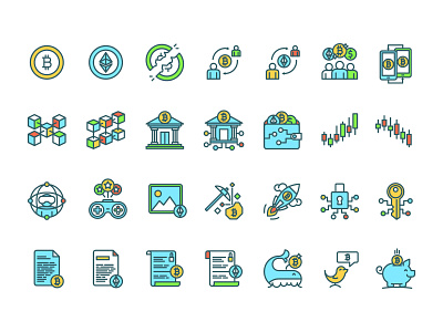 Crypto Icons bitcoin blockchain btc crypto cryptocurrencies economy eth ether ethereum finance icon icon design icon set illustration inflation metaverse nft satoshi vector