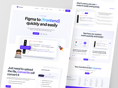 Convertio ~ Figma to Code Website 👨🏻‍💻 clean code converter figma landing page landing page design programming saas saas website ui user interface ux web web app web converter web design website