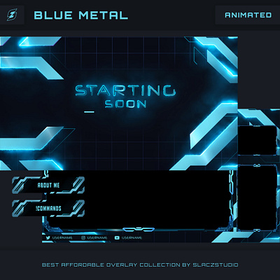 Blue Metal - Animated Stream Overlay Pack after effect animated overlay animation design gaming illustration logo overlay twitch twitch overlay ui