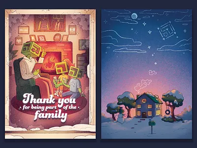 MEDL Holiday Card 2022 2022 card christmas cozy family holiday holiday card house illustration