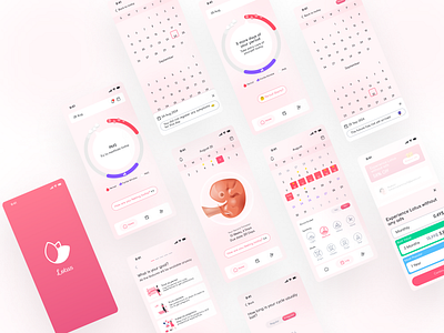 👧Lotus: The Ultimate Women's Wellness Companion🌸 appdesign baby femininedesign lotus period periodtracker pink pregnancyapp track ui uiuxdesign womenhealth