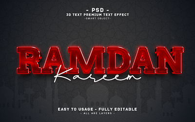 Ramadan Kareem 3D Editable PSD Text Effect Style 3d action branding efffect graphic design headline kareem logo psd psdramadan ramadan ramadanmubarak ramadantext redtext style style text text title