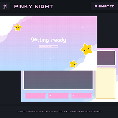 Pinky Night - Animated Twitch Stream Overlay after effect animated overlay animation design gaming illustration logo overlay twitch ui