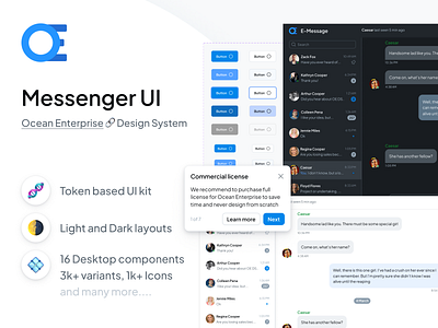 Desktop messenger UI design template app chat design design system enterprise figma messenger templates token tokens ui ui kit web