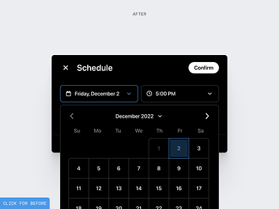 Twitter Date Picker | Before & After app design blue clean dark mode date selector design digital flat minimal product design schedule tweets simple twitter design ui ui designer ux designer visual design web web design