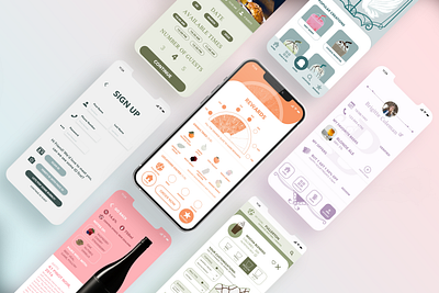 30 Day Project - Modern Art Nouveau Beverage App Branding app design beverages boba tea brand identity branding brewery cafe cocktails coffee graphic design health juices ice cream logo design modern art nouveau smoothies tea house ui design ux design ux research winery