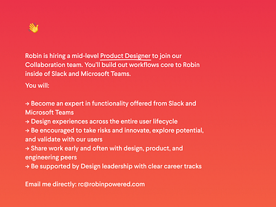 Robin is hiring a product designer!