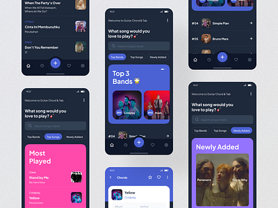 Guitar Song Chords - Exploration Design ✨ band chord design figma guitar guitar chord mobile app mp3 music music chord song chord streaming ui ui design uiux ux