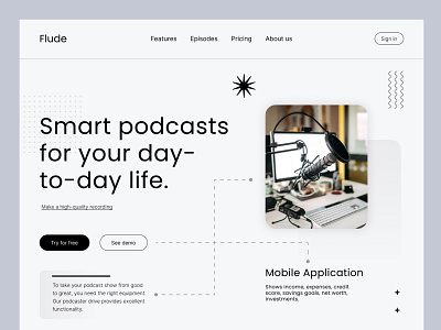 PODCAST UI HEADER DESIGN best best ui creative ui design design header landing page luxury ui design modern ui modern ux podcast podcast design podcast ui ui ux webdesign website