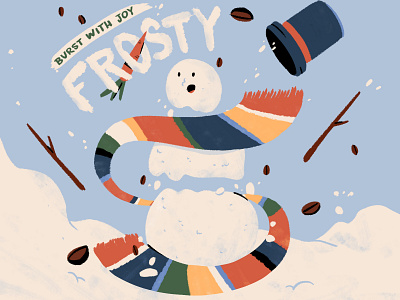 Burst with joy, Frosty burst character christmas cute frosty illustration joy scarf snow snowman winter xmas