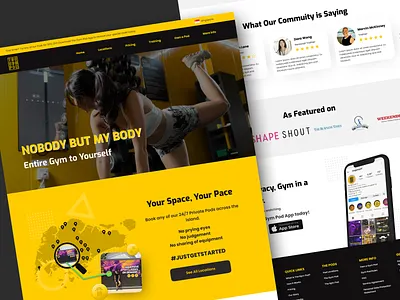 The Gym Pod Landing Page Design branding clean clean landing page design gym landing page landing page landing page design minimal ui ui design uiux user interface design web design website website design