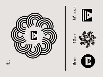 Ella Logo Design Options black brand identity deco e flower monogram