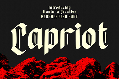 Capriot Blackletter Font 3d animation blackletter branding design font fonts graphic design illustration logo motion graphics nostalgic ui