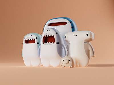 3D Samezu characters 3d 3dgraphic blender character illustration kawaii samezu ui