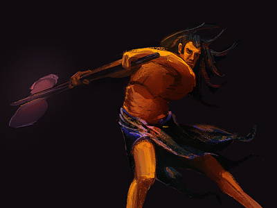 Warrior anatomy character design gesture illustration painting pose texture warrior