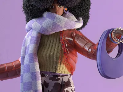 Styling Characters 3d afro black c4d character cloth clothes fashion marvelous render scarf