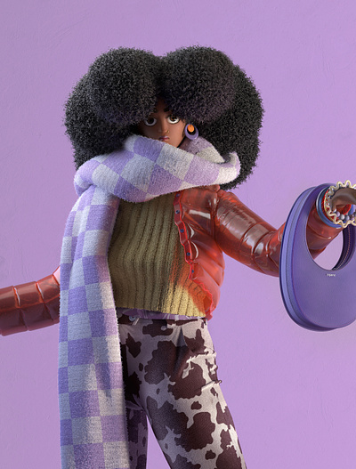 Styling Characters 3d afro black c4d character cloth clothes fashion marvelous render scarf