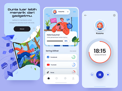 Parent Control and Monitoring App Concept app art children color control design digital drawing forest gadget illustration management mobile parent procreate texture time ui ux