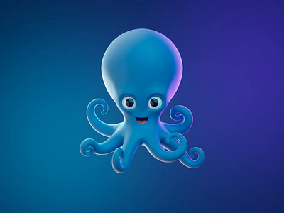 Sedai Octopus Character 3d 3d animation 3d character 3d modeling 3d motion animation branding graphic design motion graphics octopus tenticles ui