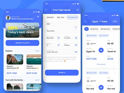 اليوم الأول من تحدي واجهات - حجز طيران 3d animation branding graphic design logo motion graphics ui