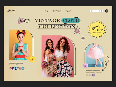 Planet Fashion - Fashion Website Design apparel beauty classic clothing design e commerce ecommerce fashion figma graphic design hipster landing page landingpage online shopping retro style ui vintage web design website design