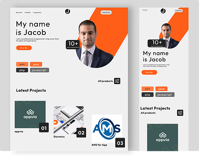 Jacob Personal Profile Website design interface product service startup ui ux web website