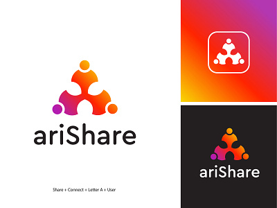 ariShare social media app icon app icon brand develoment brand identity branding conseptual logo gradient logo letter logo logo logo agency logo design logo designer logo mark logos meaningful logo minimal logo minimalist logo professional logo share app icon logo simple logo vector