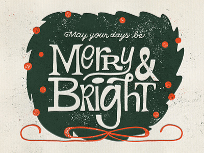 Merry & Bright christmas graphic design greeting card hand letter handletter illustration lettering wreath xmas