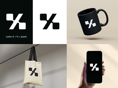 Tech X brand branding design elegant graphic design illustration it letter logo logotype mark minimalism minimalistic modern percantage percent pixel sign tech x