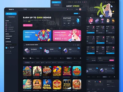 Boorio: Online casino bet bingo casino dice gambling game game interface jackpot lottery online poker product design roulette slot ui uiux web design website wheel of fortune win