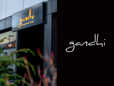 Gandhi - logo for a restaurant black branding food graphic design indian logo restaurant white