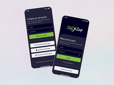 Sip N Sup Mobile App, Sign in or Sign Up Screen! app credential form log in login login design login form login page login screen minimal mobile password signin signup signup form signup page signup screen signupform ui ux