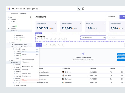 Lowcode application applications blocks components concept design lowcode nocode page builder product design typography ui user interface widget tree widgets