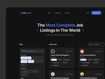 Job Listing Exploration dark dark mode darkmode design desiner elegant job job listing job listing page job page minimal minimalist ui uiux uiux design uiuxdesigner user interface ux website white mode