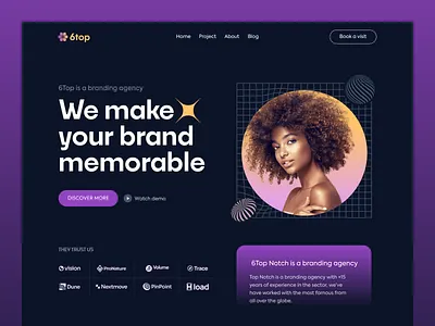 6top-Branding Agency Website Design agency brand branding clean creative design digital digital marketing agency interface landing page logo minimal product startup studio uiux visual web design webdesign website