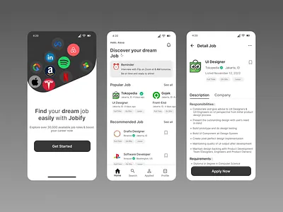 Jobify app design illustration typography ui