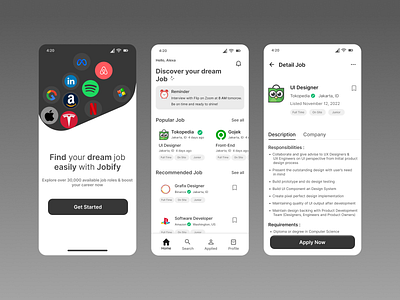 Jobify app design illustration typography ui