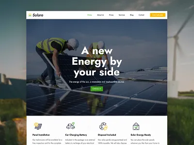 Solar Energy WordPress Theme clean energy electrician green energy maintainer photovoltaic panels power generation solar energy solar panels wind turbines