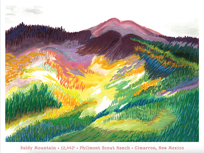 Philmont poster series - Baldy Mountain design graphic design illustration mix media painting poster